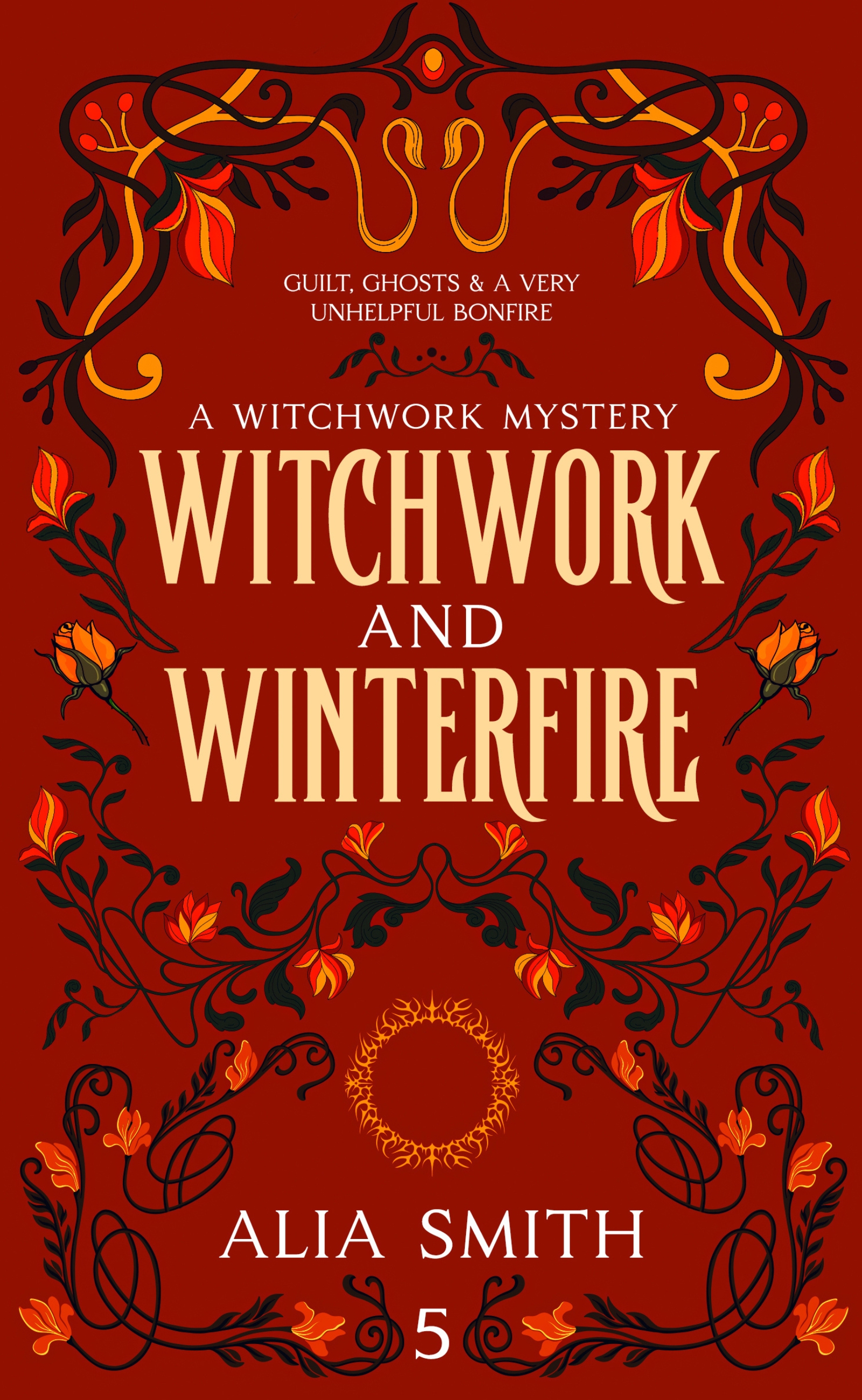 ebook cover art for Witchwork and Winterfire, a cozy witch mystery novel by Alia Smith